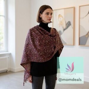 Elegant Shawl in Dark Maroon- Versatile Wrap, Scarf, Poncho, or Cape Soft Rayon
